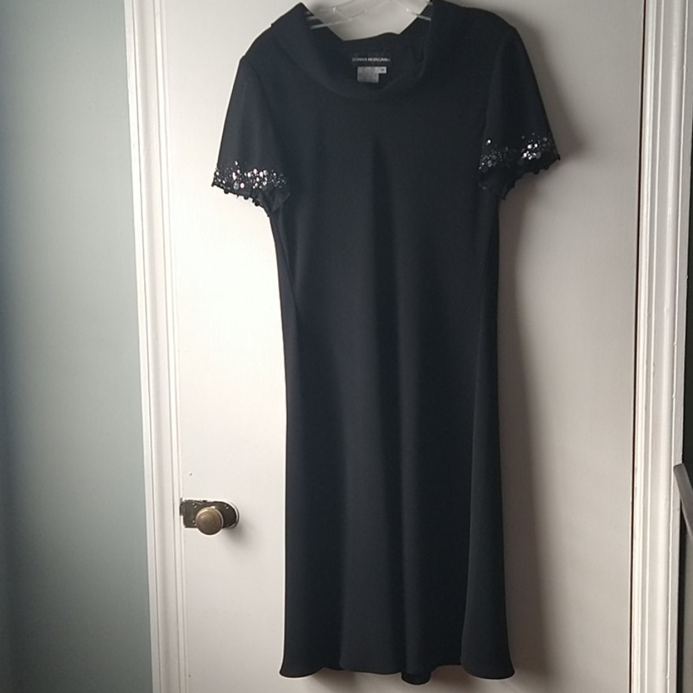 Donna Morgan Cowl Neck Black Cocktail Dress